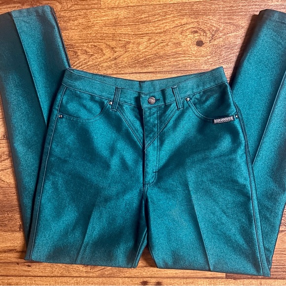 Roughrider • Vintage • USA • Metallic Green • Western •Size 11/12 (32/34)• Jeans - Picture 8 of 10